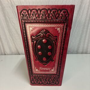 VTG Red FIRENZE Leather Embossed Wrapped Wastebasket Trashcan Italy Foldable